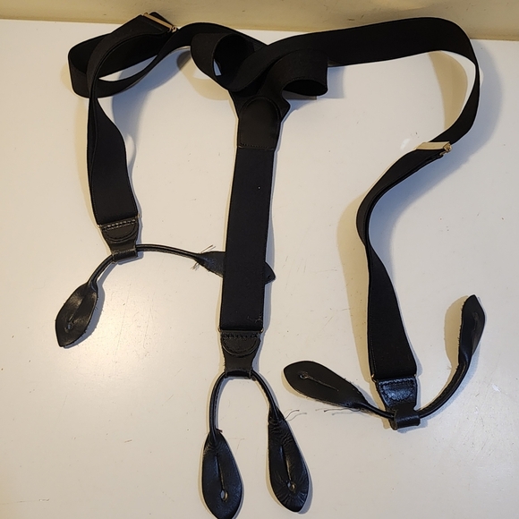 Black Suspenders with Adjustable Straps and Oval Attachments - Picture 1 of 11